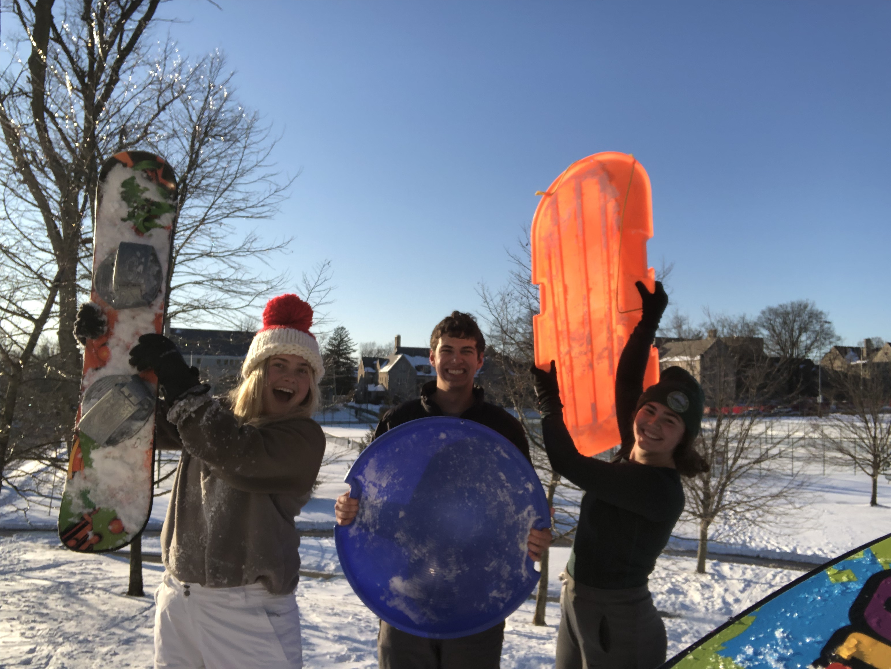 Jarrett goes sledding on IU's campus