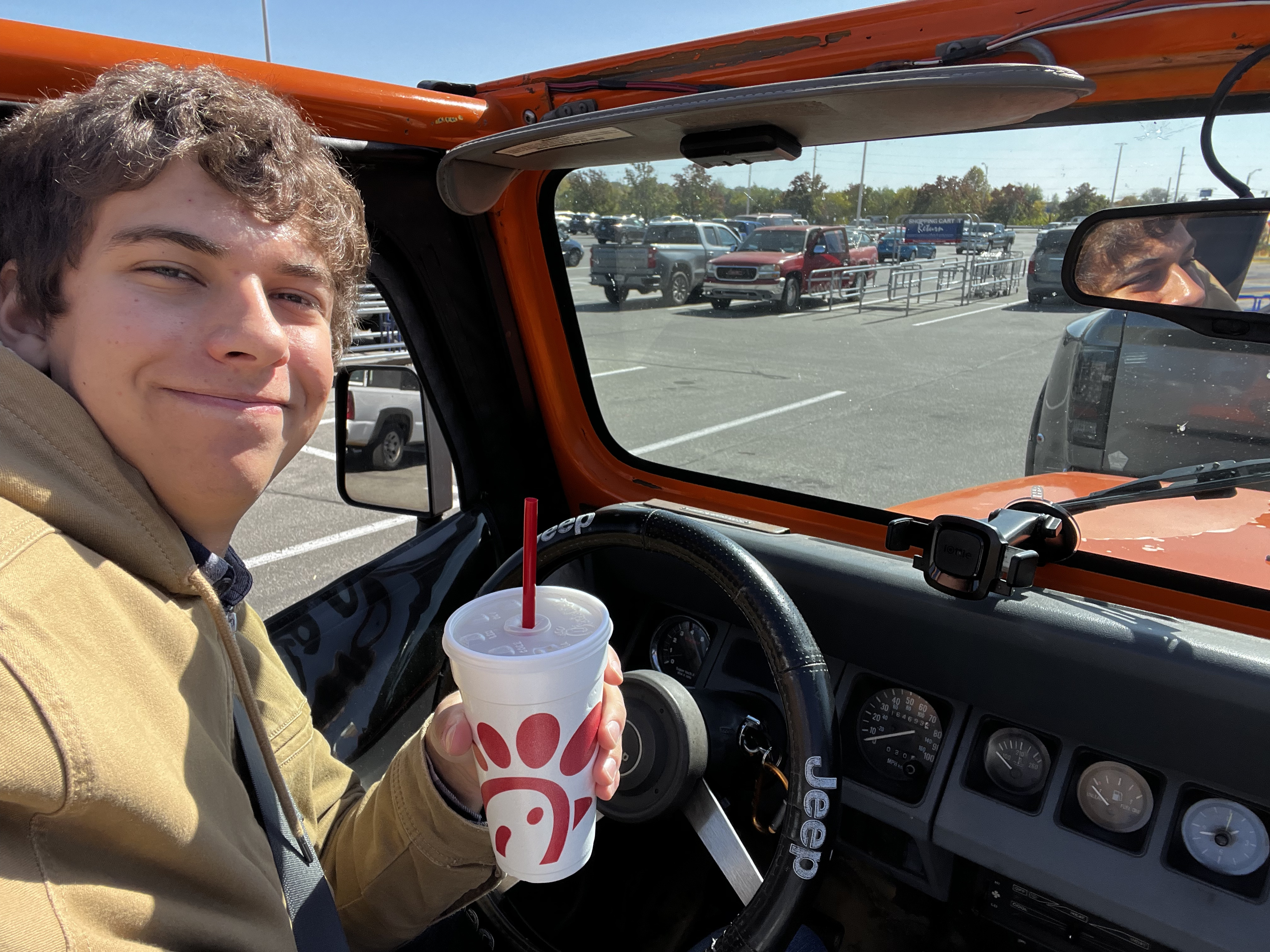 Jarrett drives his dad's old jeep