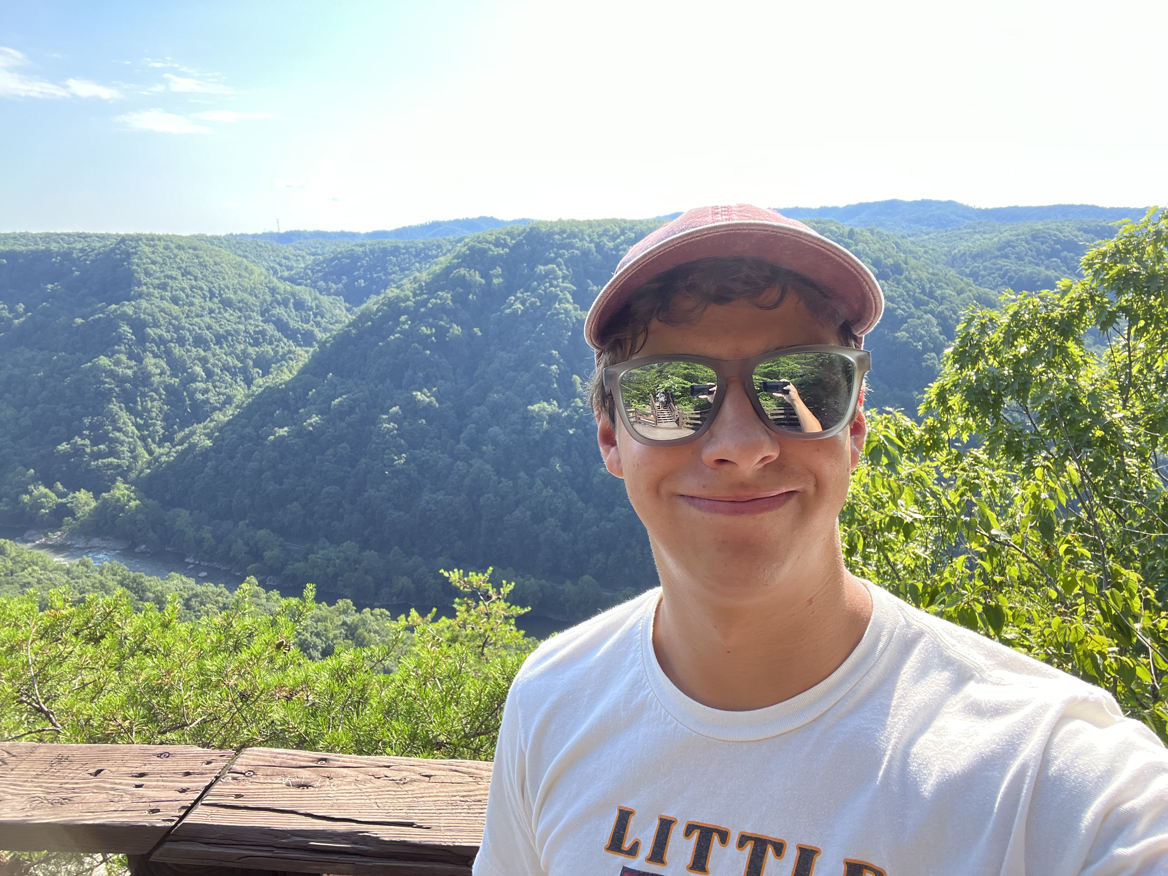 Jarrett takes a selfie in front of New River Gorge